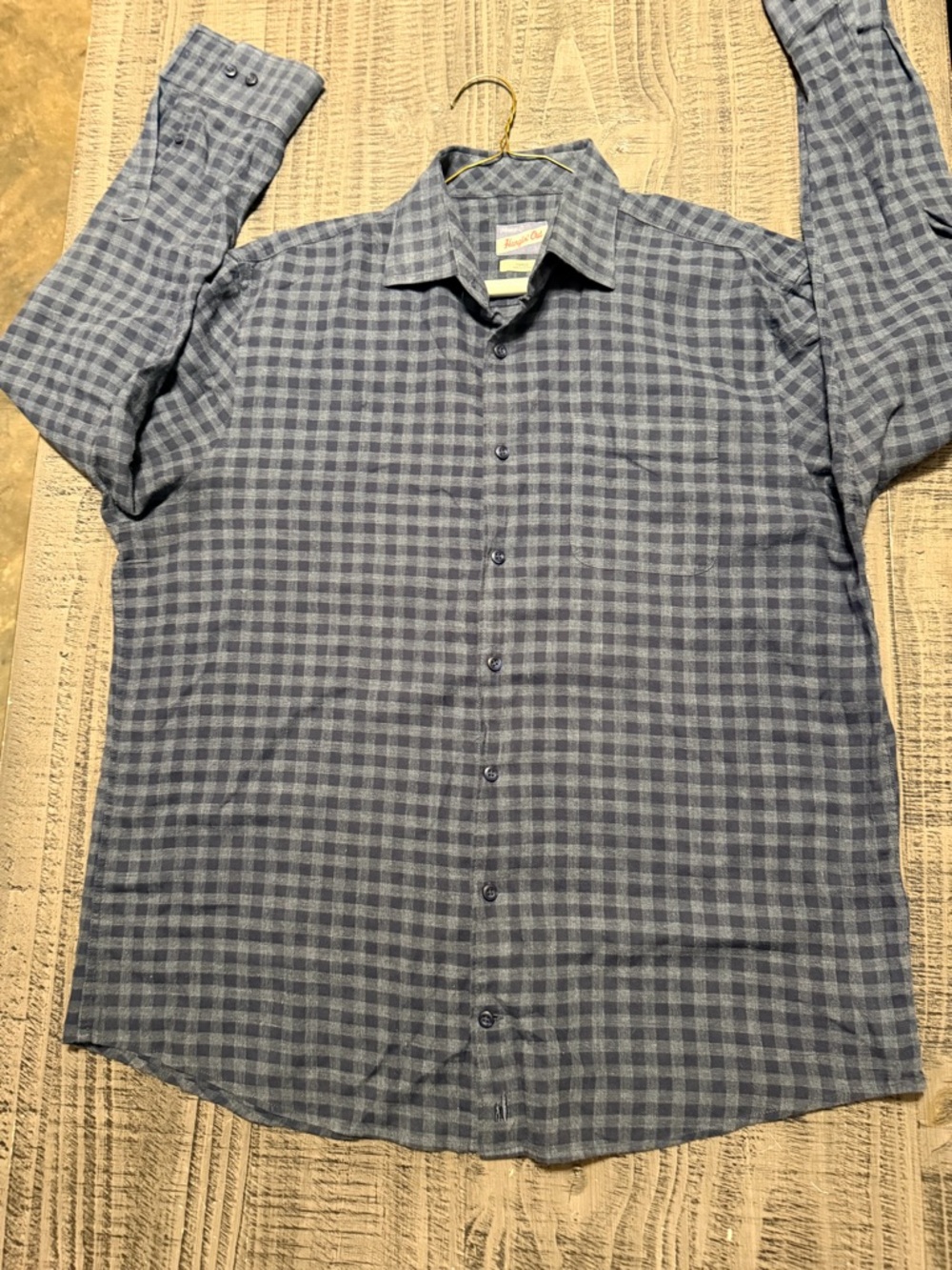 johnnie-O Men's Navy and Light Blue Check Button-Down Shirt